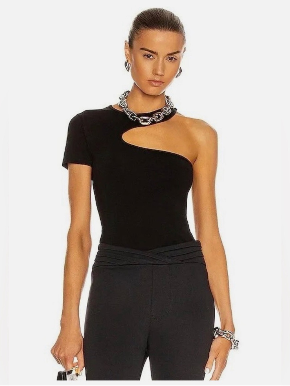Helmet lang Black One-Shoulder Cutout Top - Women's size XS new without tags